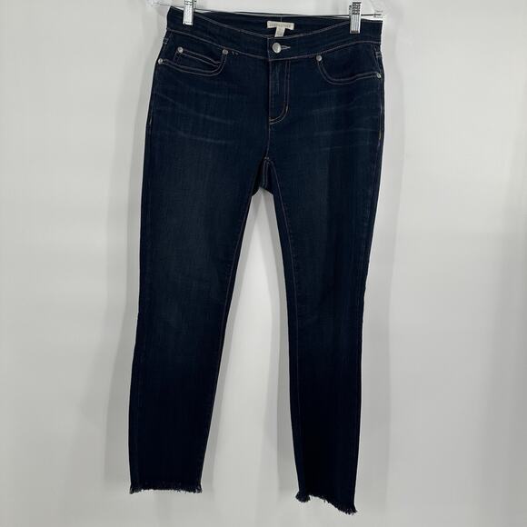 Eileen Fisher Denim - Eileen Fisher Jeans Womens 2 Dark Wash Straight Stretch Frayed hem Midrise‎